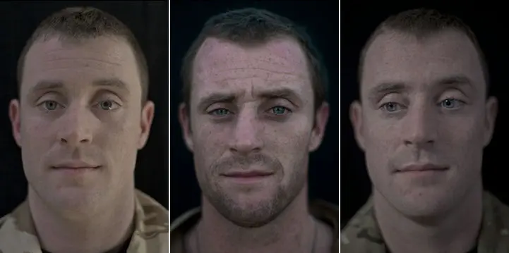 Des photos de soldats avant, pendant et après la guerre