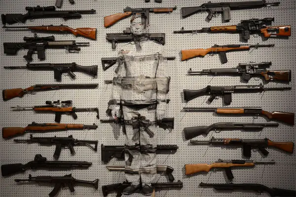 Gun Rack : la dernière performance “camouflage” de Liu Bolin