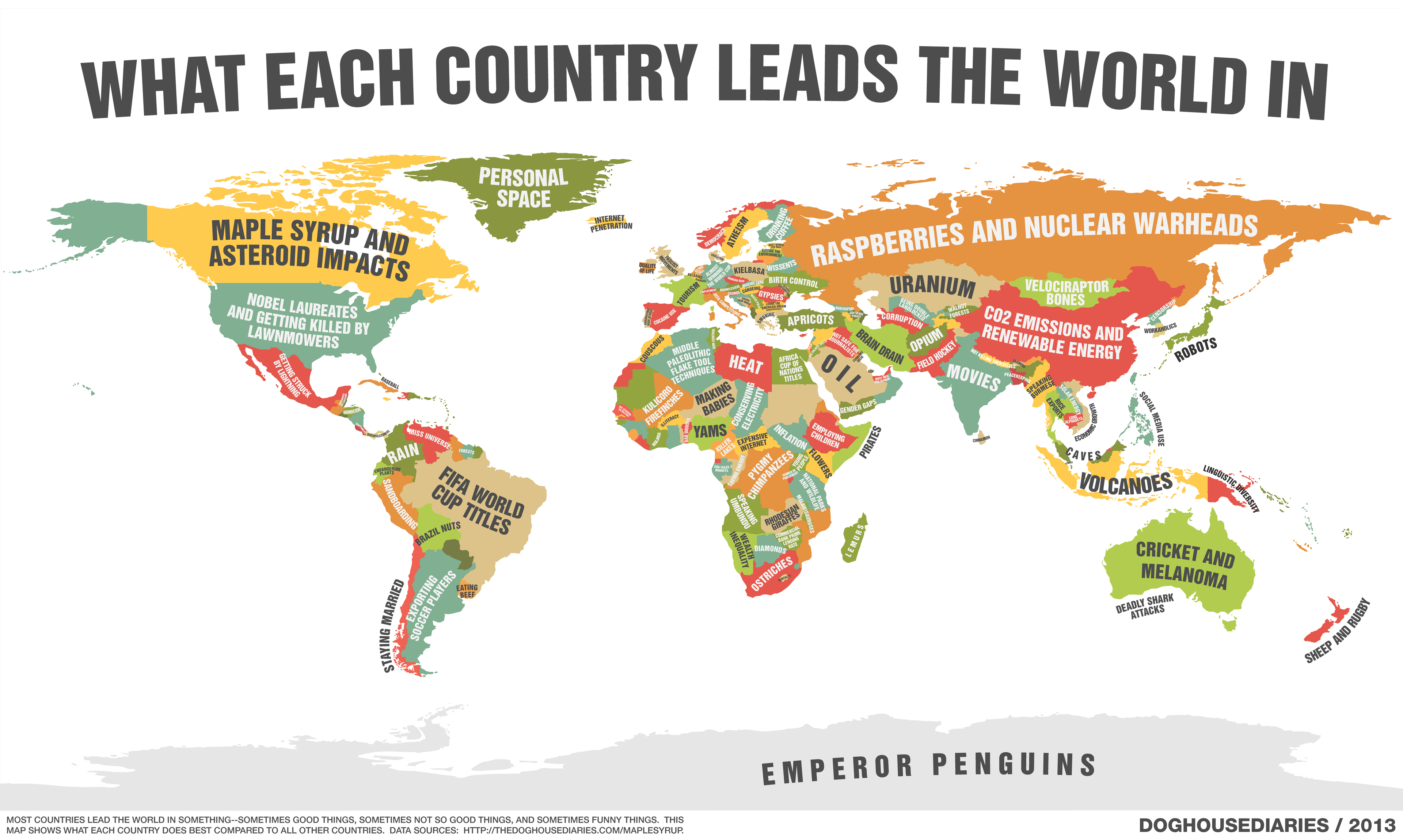 Carte du monde : qu’est-ce chaque pays fait le mieux (ou le pire) ?