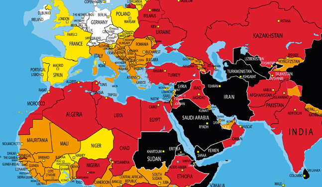 La carte de la liberté de la presse dans le monde en 2013