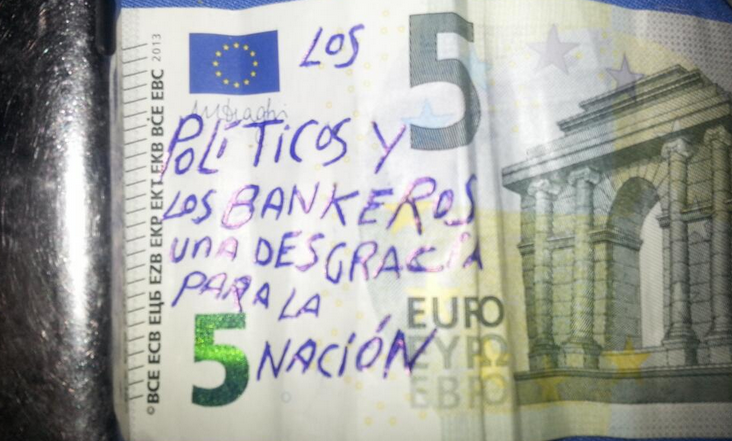Espagne : le courroux du peuple sur des billets de banque