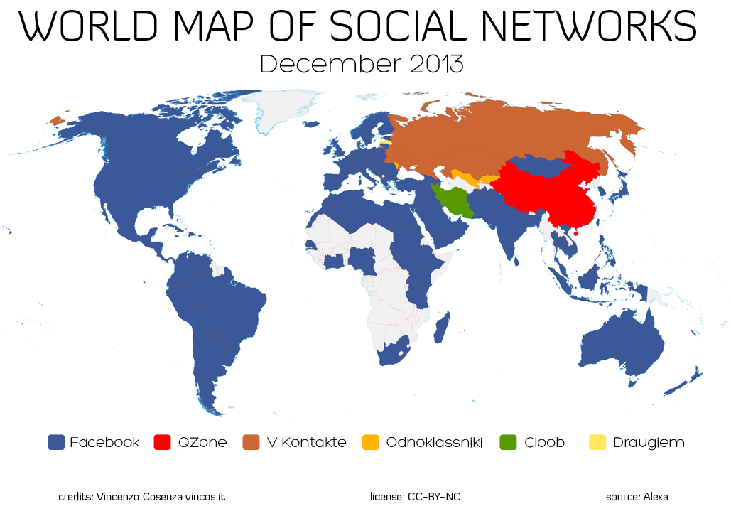 Carte : comment Facebook domine le monde