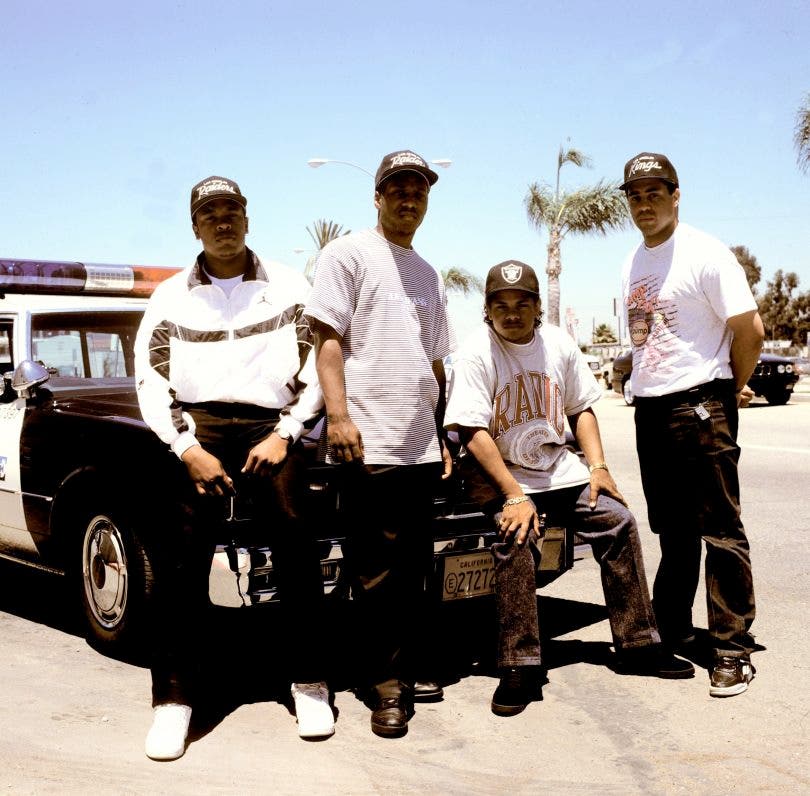 Dr Dre, MC Ren, Eazy E et DJ Yella de NWA (1990) - Crédit Photo Janette Beckman 