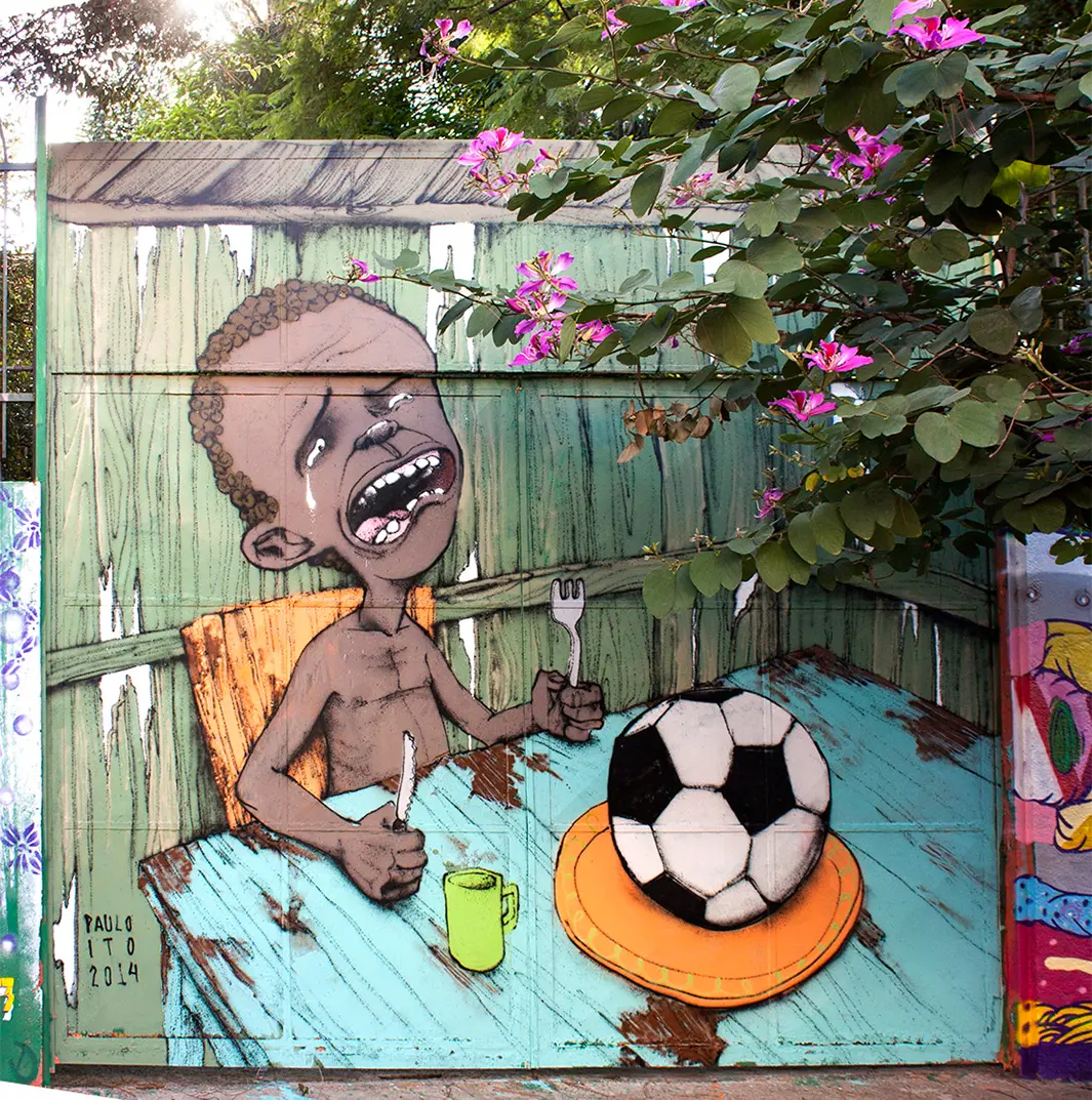 Un street-artist brésilien donne sa vision de la Coupe du monde