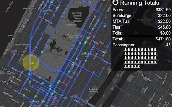 Carte interactive : passez une journée dans un taxi new-yorkais