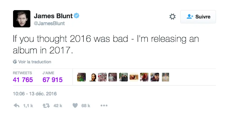 James Blunt est (toujours) l’artiste le plus drôle sur Twitter
