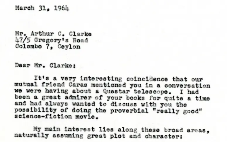 Cette lettre est à l’origine de 2001 : l’Odyssée de l’espace