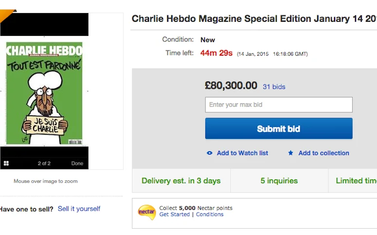 Le nouveau numéro de Charlie Hebdo revendu à des prix exorbitants
