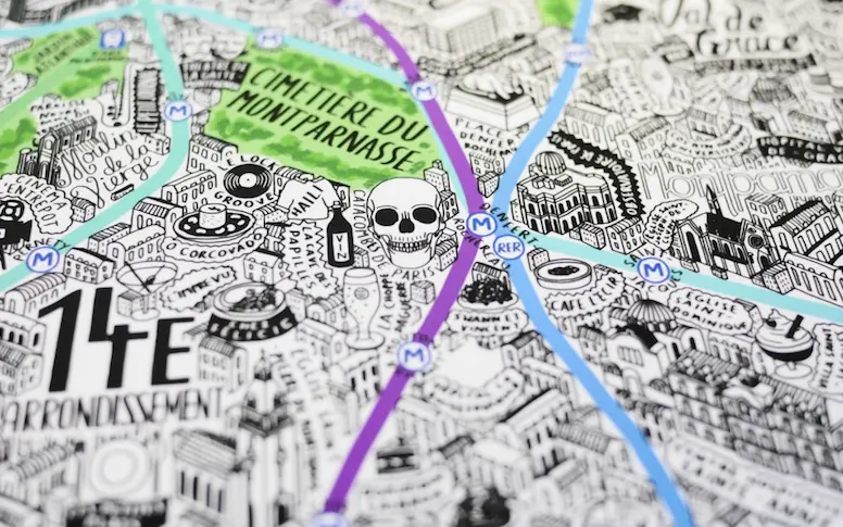 En images : une carte de Paris dessinée à la main