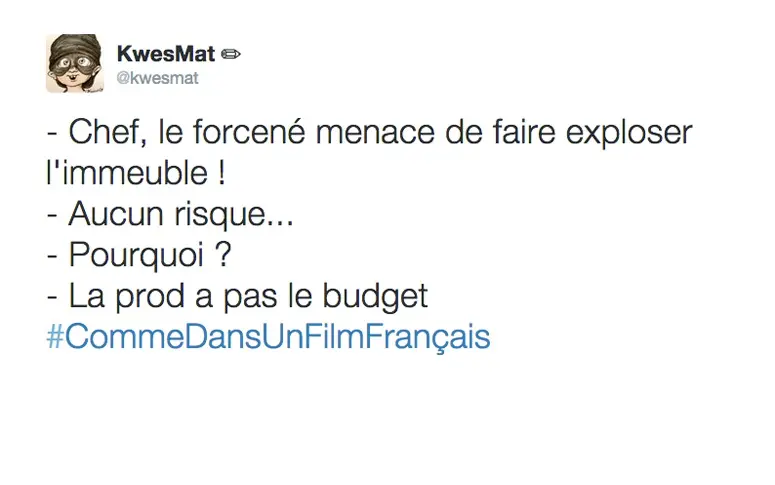 #CommeDansUnFilmFrançais, le hashtag qui se moque de nos films