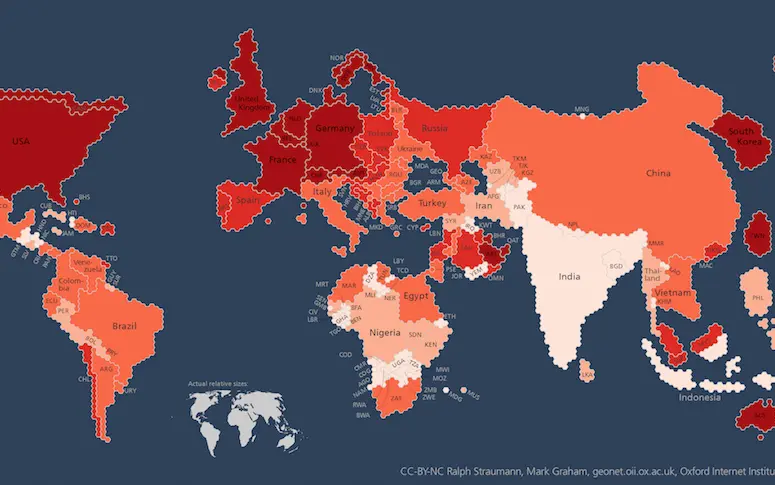 Cette carte du monde illustre les inégalités d’accès à Internet