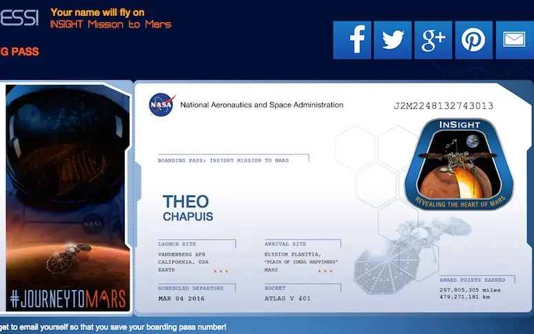 La NASA propose de faire atterrir votre nom sur Mars