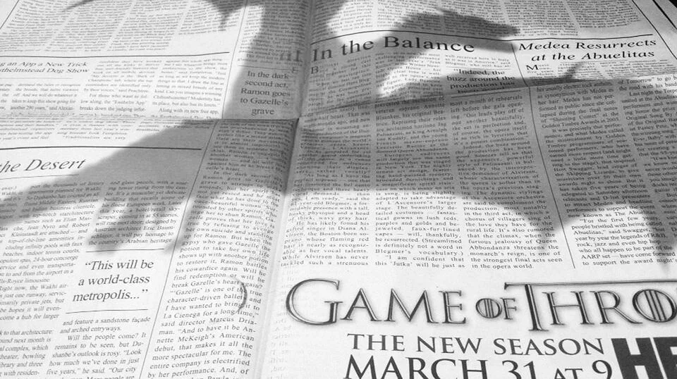 Photo : Game of Thrones dans le New York Times