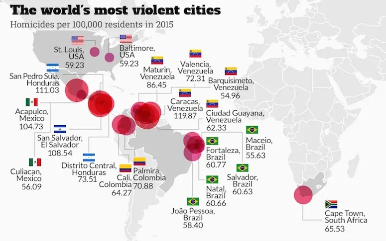 Infographie : les villes les plus dangereuses du monde