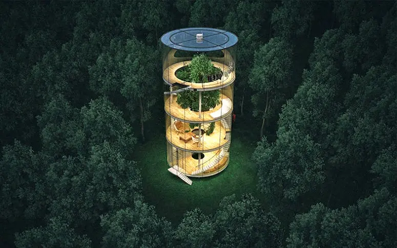 Une maison en verre dans les arbres, l’alternative au béton des grandes villes