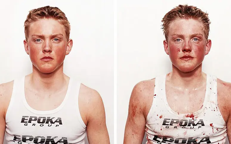 En images : des boxeurs photographiés avant et après leur premier match