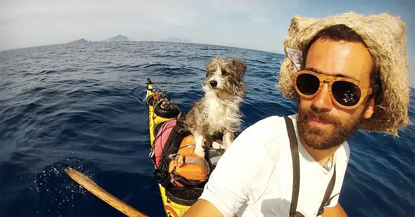 Ce voyageur tripe sur la Méditerranée en kayak avec son chien