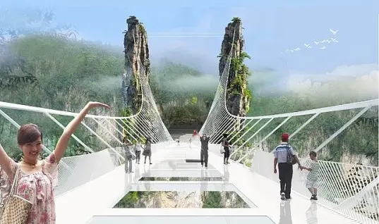 Le pont de verre le plus long et haut du monde voit le jour en Chine