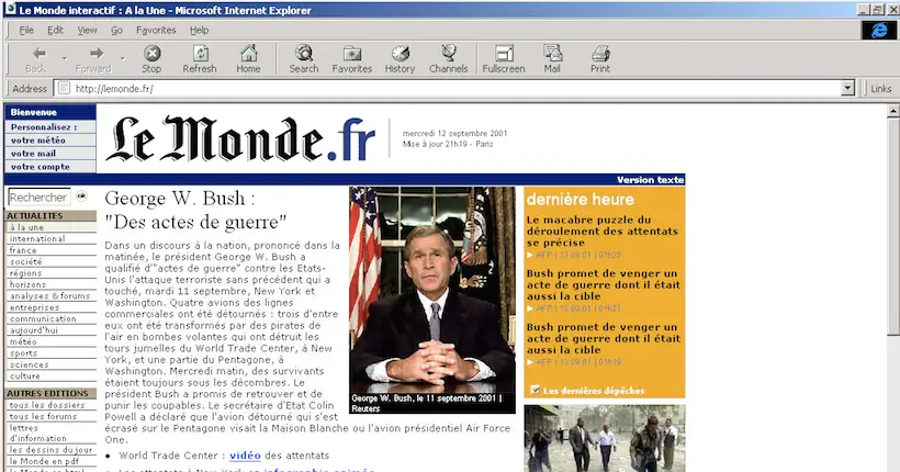 Voilà à quoi ressemblait le Web au lendemain des attentats du 11 Septembre