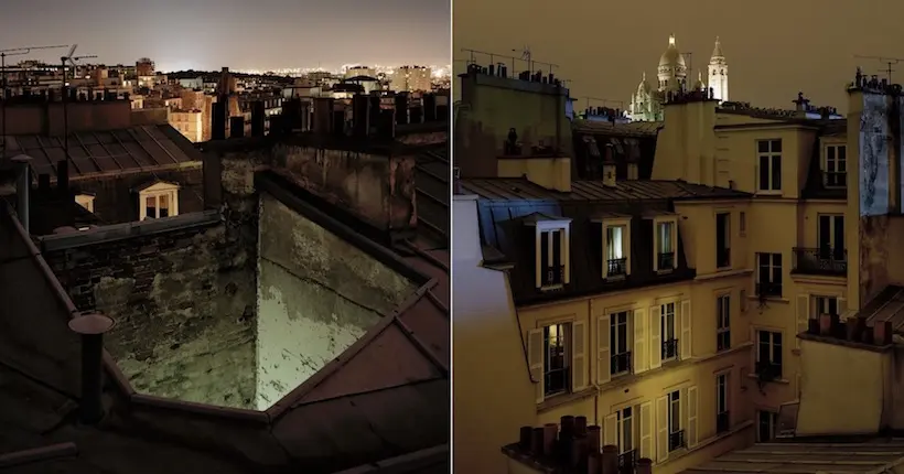 Vue des toits, la ville de Paris sublimée par une lumière intime et nocturne