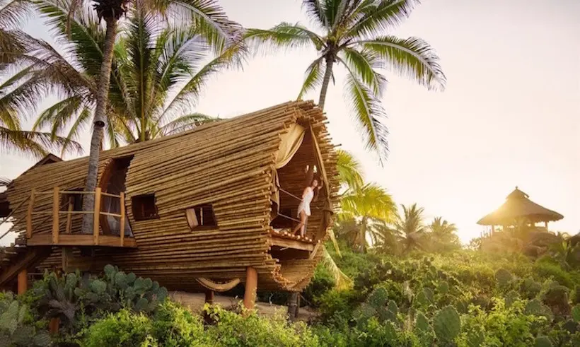 Destination de rêve : au Mexique, une cabane écolo en bambou au bord de la mer