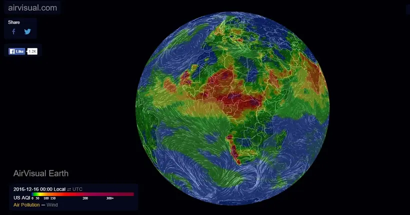 Cette carte interactive vous montre en temps réel la qualité de l’air à travers le monde