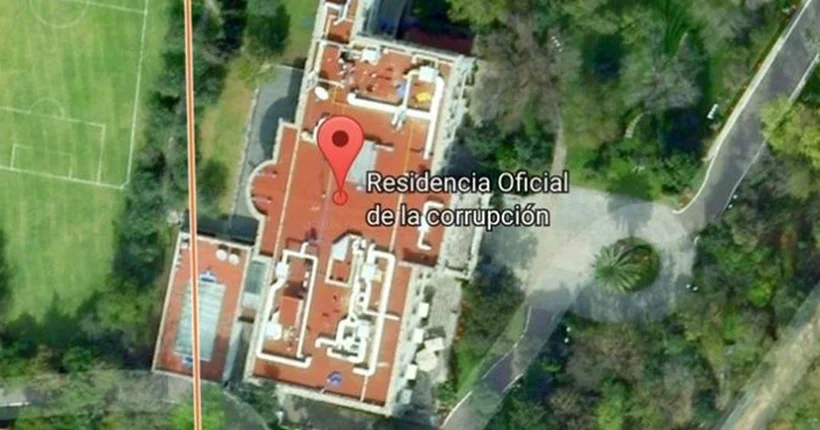 Sur Google Maps, l’Élysée mexicain renommé “résidence officielle de la corruption”