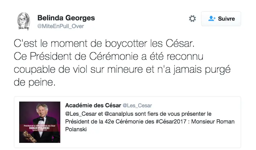 Des internautes appellent au boycott des César après l’annonce de Polanski en président