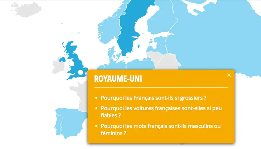 Carte : voilà ce que les pays européens pensent des Français