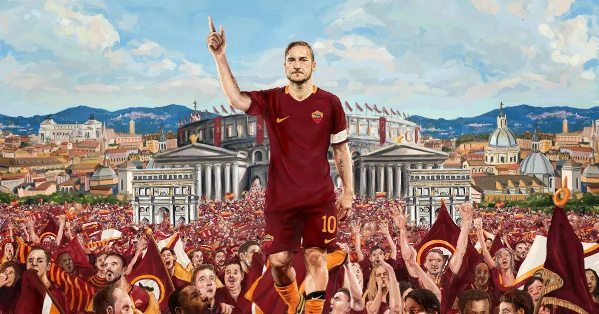 En images : la fresque réalisée pour célébrer les 25 ans de Francesco Totti à la Roma