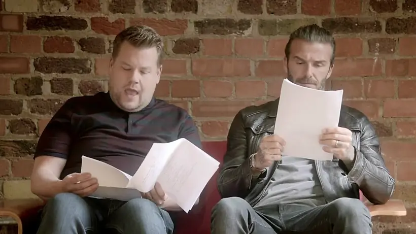 Vidéo : David Beckham et James Corden s’affrontent dans une audition pour le rôle de James Bond