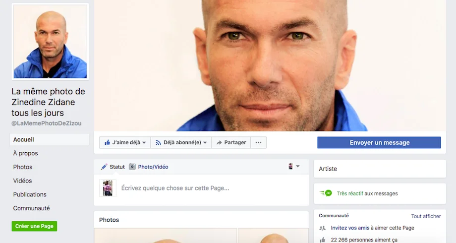 Qui se cache derrière la page Facebook “La même photo de Zinédine Zidane tous les jours” ?