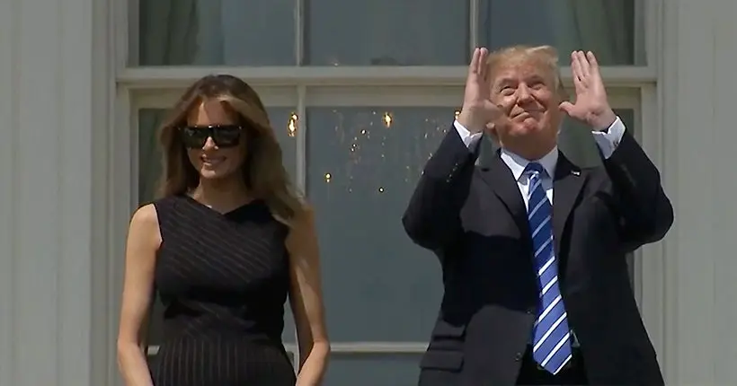 Pour l’éclipse de Soleil, Donald trump fait l’impasse sur les lunettes de protection