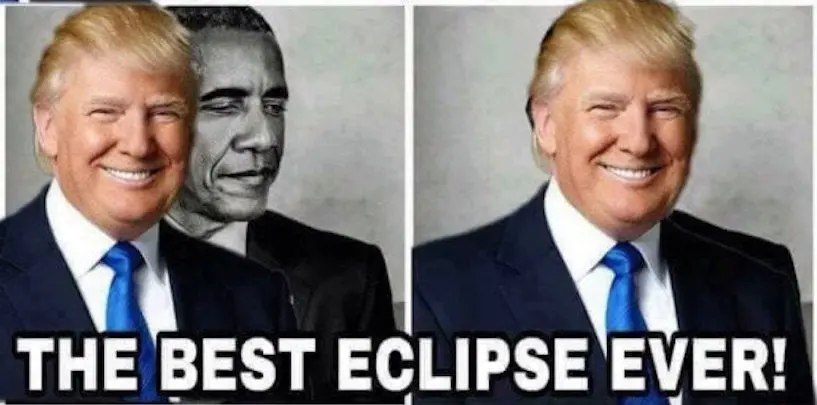 Trump a retweeté une photo (très douteuse) sur laquelle il “éclipse” Obama