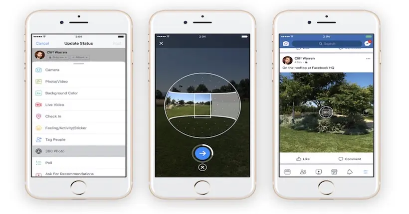 Il est désormais possible de prendre des photos à 360° depuis Facebook
