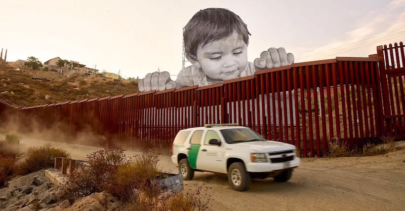 JR affiche le visage d’un enfant mexicain à la frontière américaine dans un nouveau projet engagé