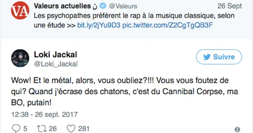 Selon une étude, les psychopathes préfèrent le rap aux autres styles musicaux : les twittos se déchaînent