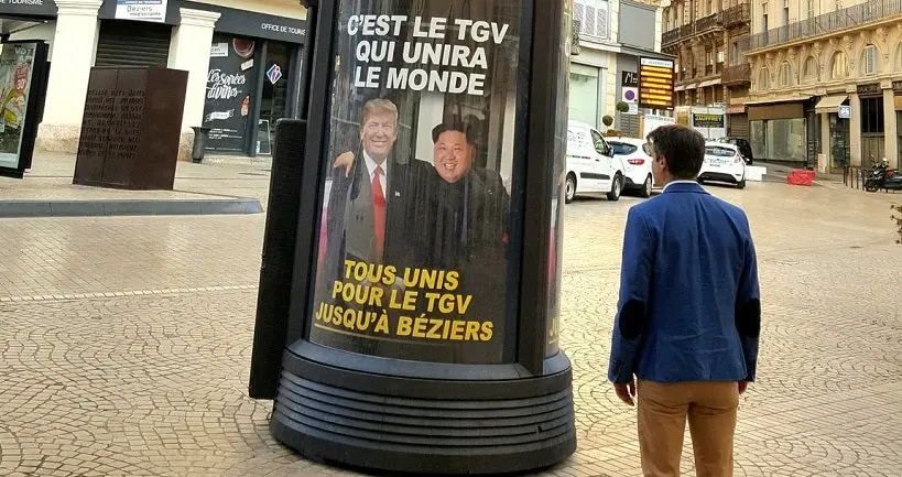 Robert Ménard réunit Trump et Kim Jong-un sur une pub pour réclamer “le TGV jusqu’à Béziers”