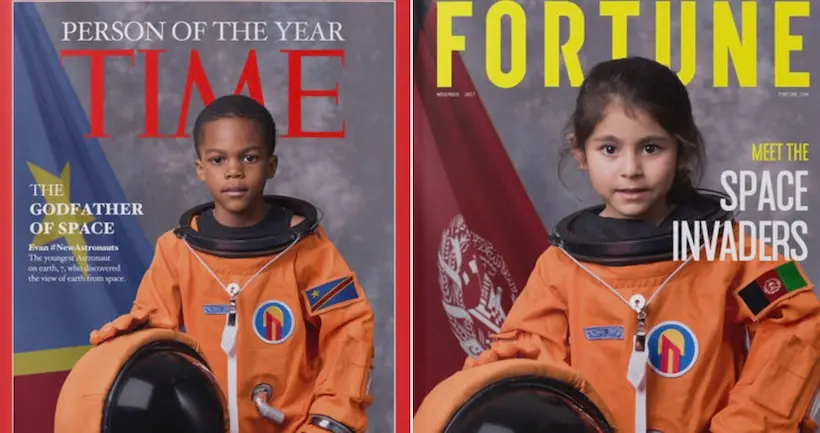 Cosmo Kids, la série qui érige les enfants en grands astronautes sur des (fausses) couv’ de magazines