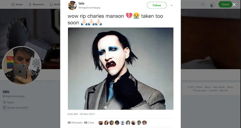 Sur Twitter, des internautes ont confondu Marilyn Manson et Charles Manson…