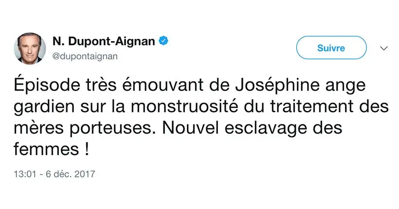 Dupont-Aignan, les mères porteuses et Joséphine, ange gardien : le grand n’importe quoi des réseaux sociaux