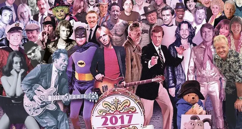 Ce photomontage rend hommage aux célébrités disparues en 2017