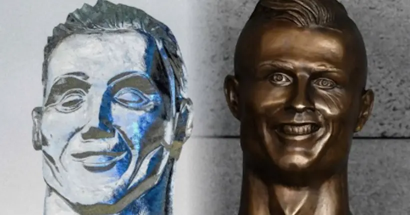 En images : à Moscou, une gigantesque sculpture de glace (ratée) de Cristiano Ronaldo a été dévoilée
