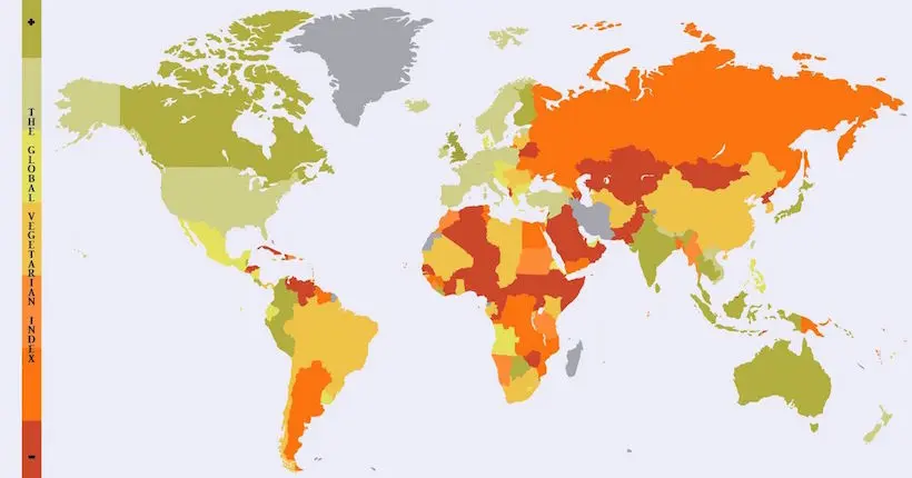 Infographie : la carte du monde des pays les plus veggie friendly