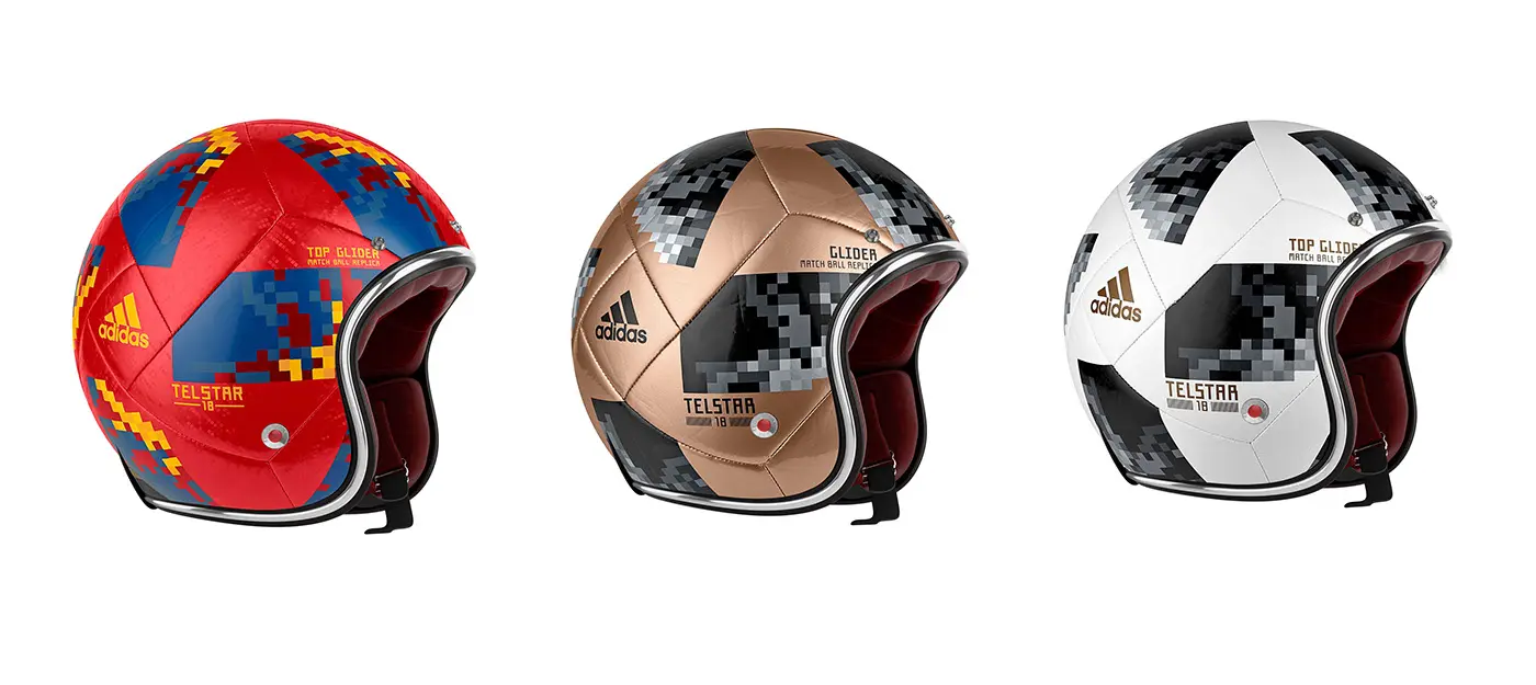 En images : quand le ballon de la Coupe du Monde inspire un graphiste pour dessiner des casques de moto