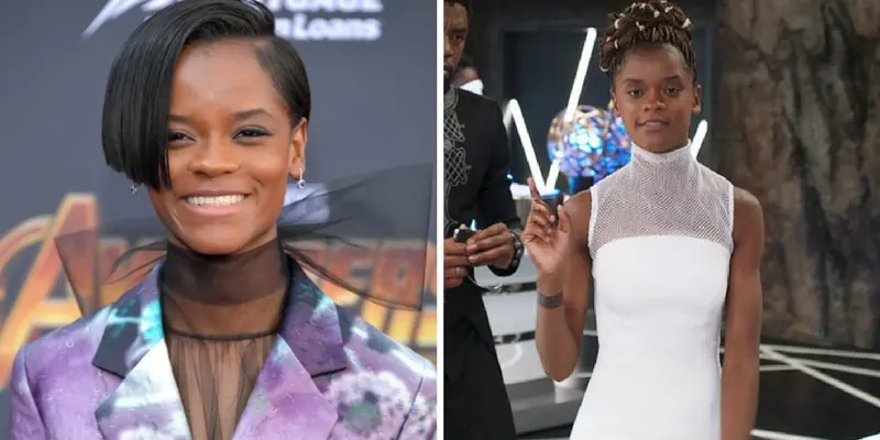 Letitia Wright, alias Shuri, arbore un look futuriste lors de la première de Avengers: Infinity War