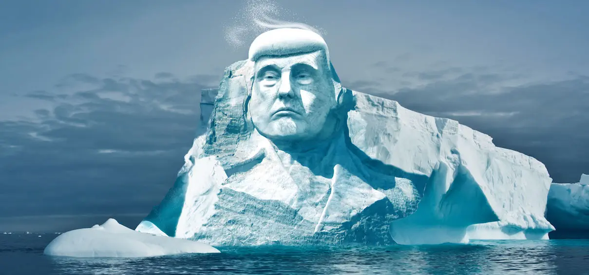 Le visage de Donald Trump sculpté dans un glacier pour le sensibiliser au changement climatique