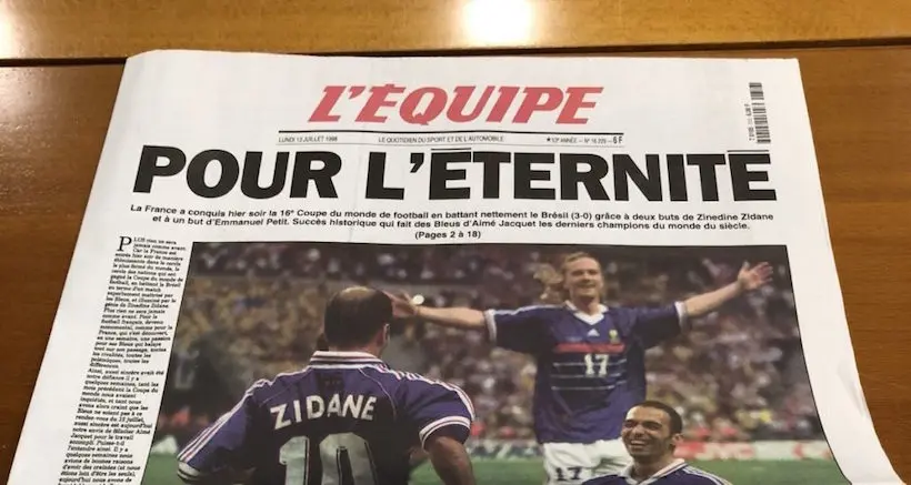 L’Équipe va rééditer son numéro historique du 13 juillet 1998