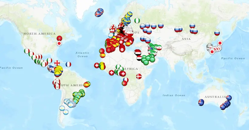 Un internaute a créé une carte sur laquelle vous pouvez voir les lieux de naissance de TOUS les joueurs du mondial