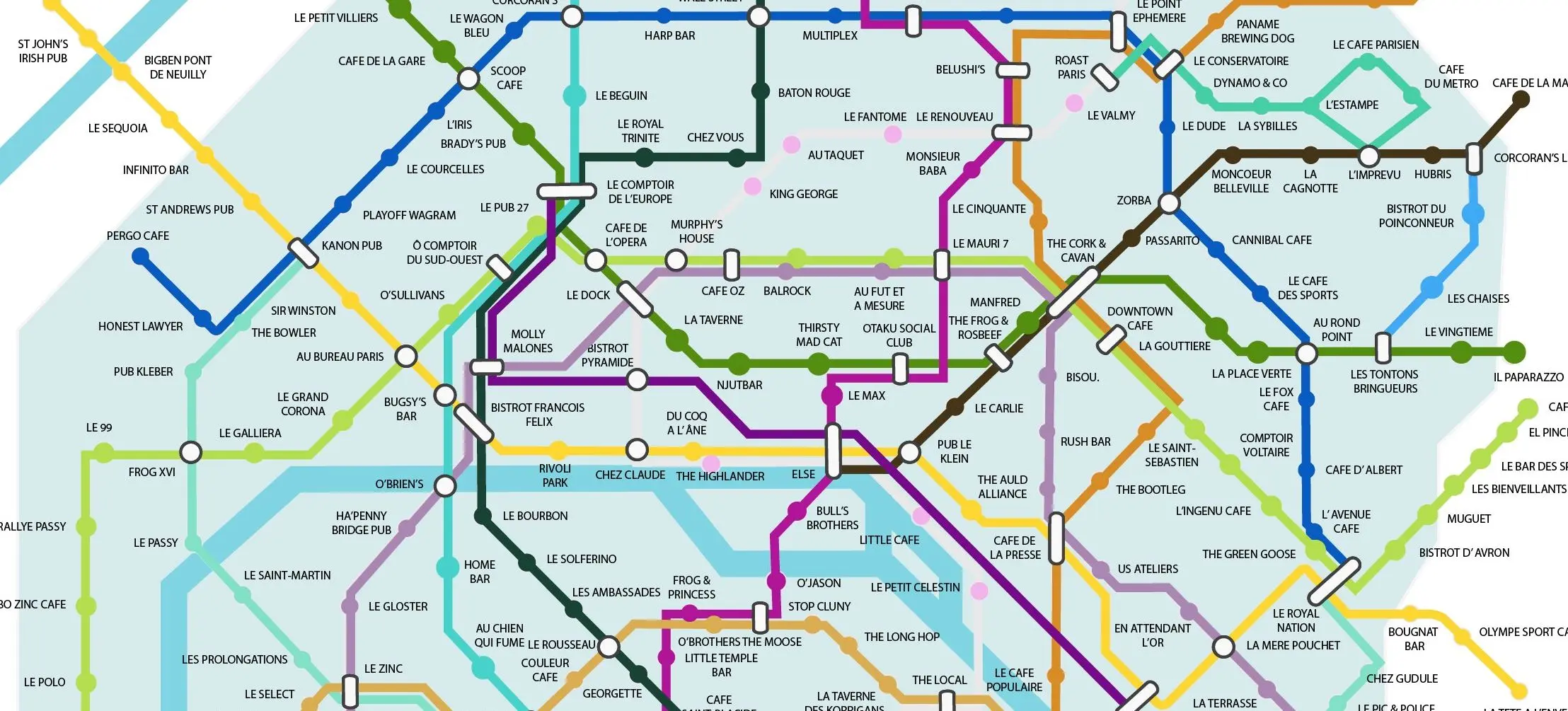 En images : voici un plan du métro parisien qui répertorie par station les bars qui diffusent la Coupe du Monde